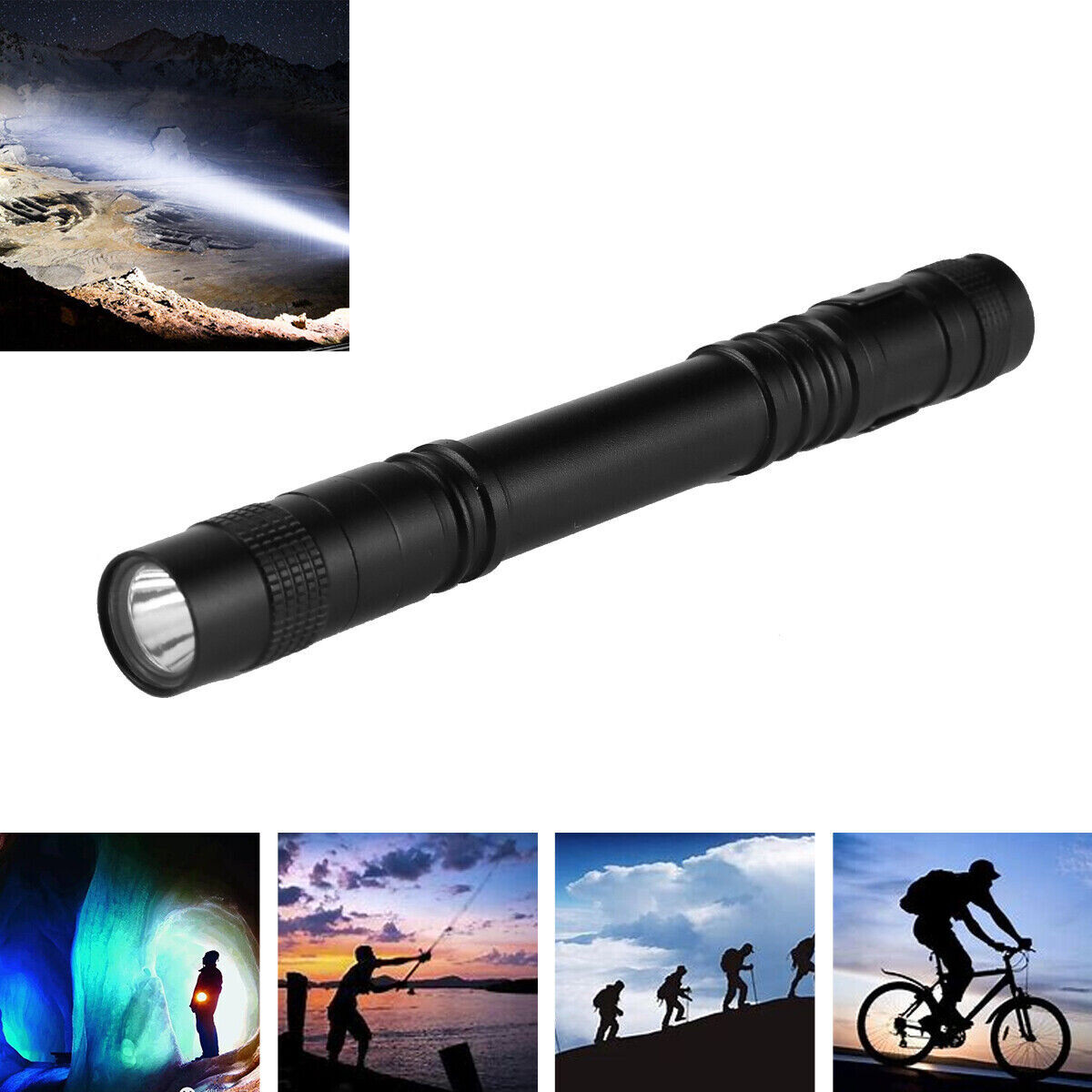 5 x LED Flashlight Clip Mini Light Penlight Pocket Portable Pen Torch Lamp
