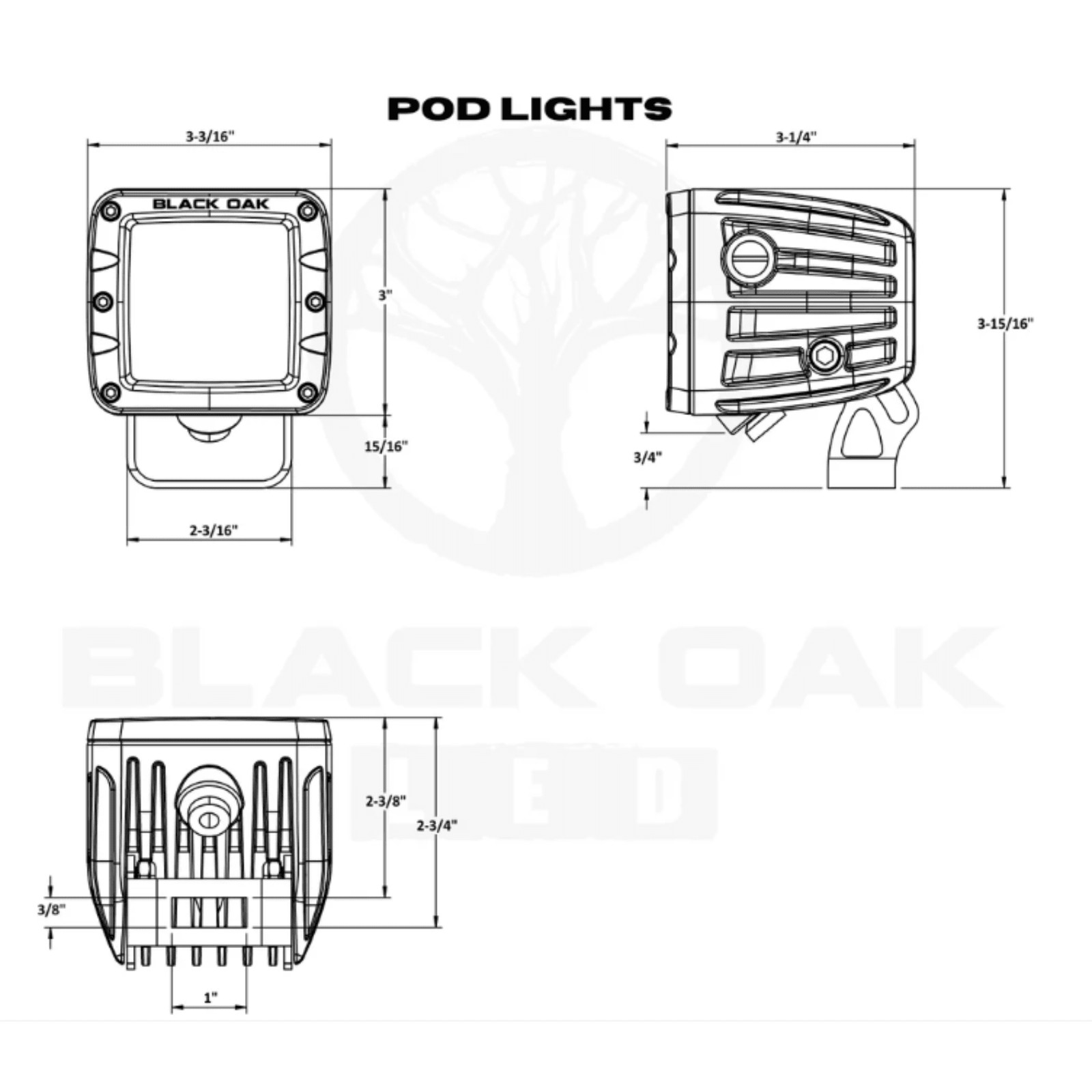 Black Oak LED 2in GoPOD Light Bar 10W Diffused Beam White Housing Suction Mount