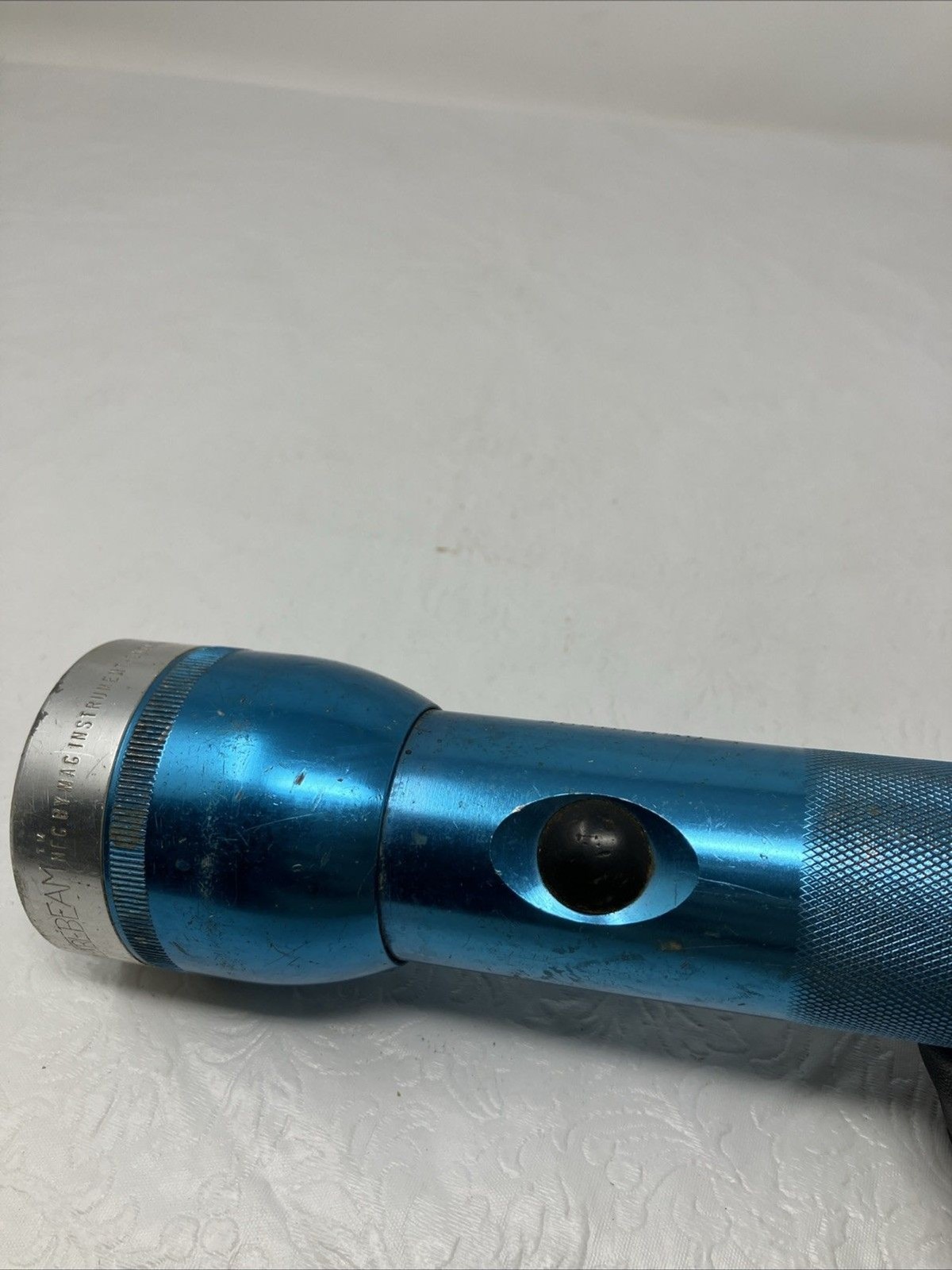 Vintage Vari-Beam Flashlight Mag Industries – Blue w Chrome USA 12-1/2” 3 D