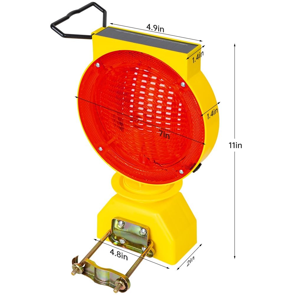 Solar Industrial Warning Lights,Wireless Waterproof Rechargeable Safety Barri…