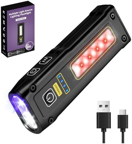 Flashlight UV Light 395nm, Blacklight EDC Flashlights Mini LED high Lumen USB…