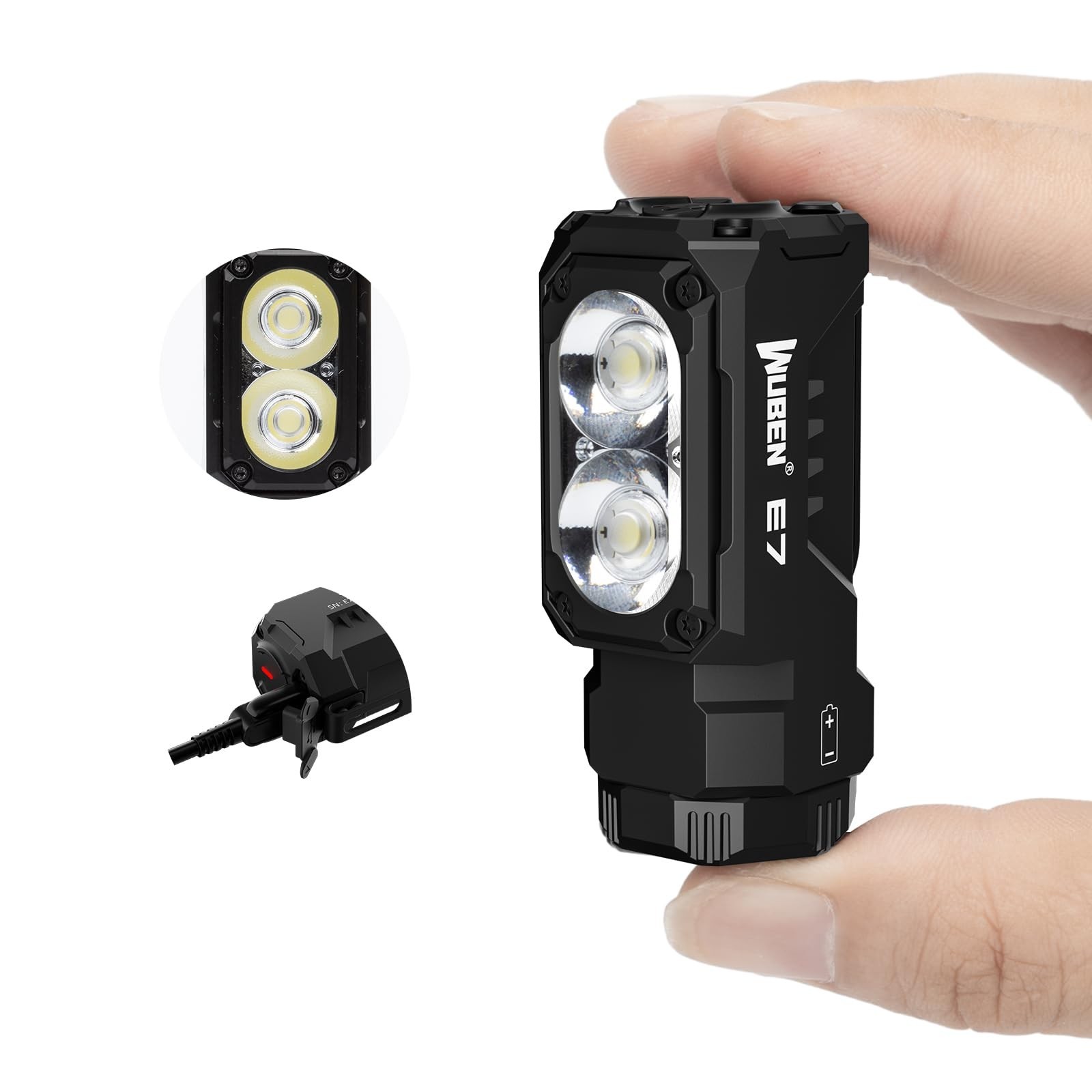 WUBEN E7 1800 Lumen Rechargeable Mini Flashlight with Magnet – Super Bright 6…