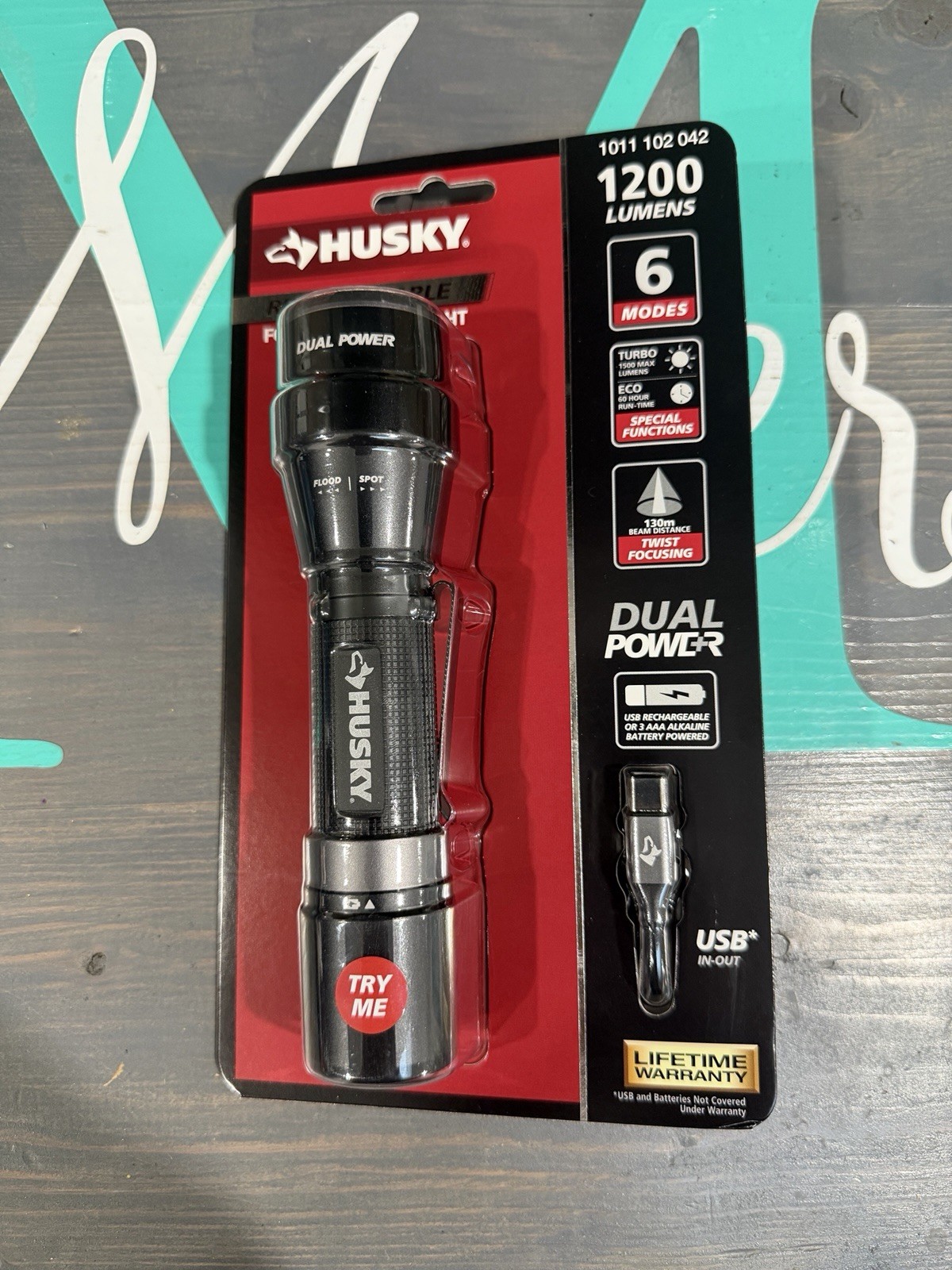 Husky 1200 Lumens Dual Power Rechargeable LED Flashlight – USB-C Fast Shipping