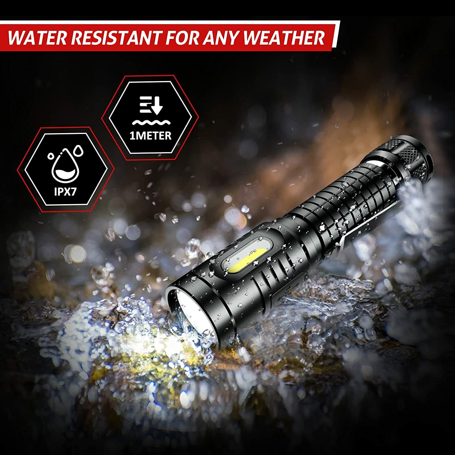Rechargeable Flashlight Magnetic LED Flashlight High Powered 1300 Lumens Battery