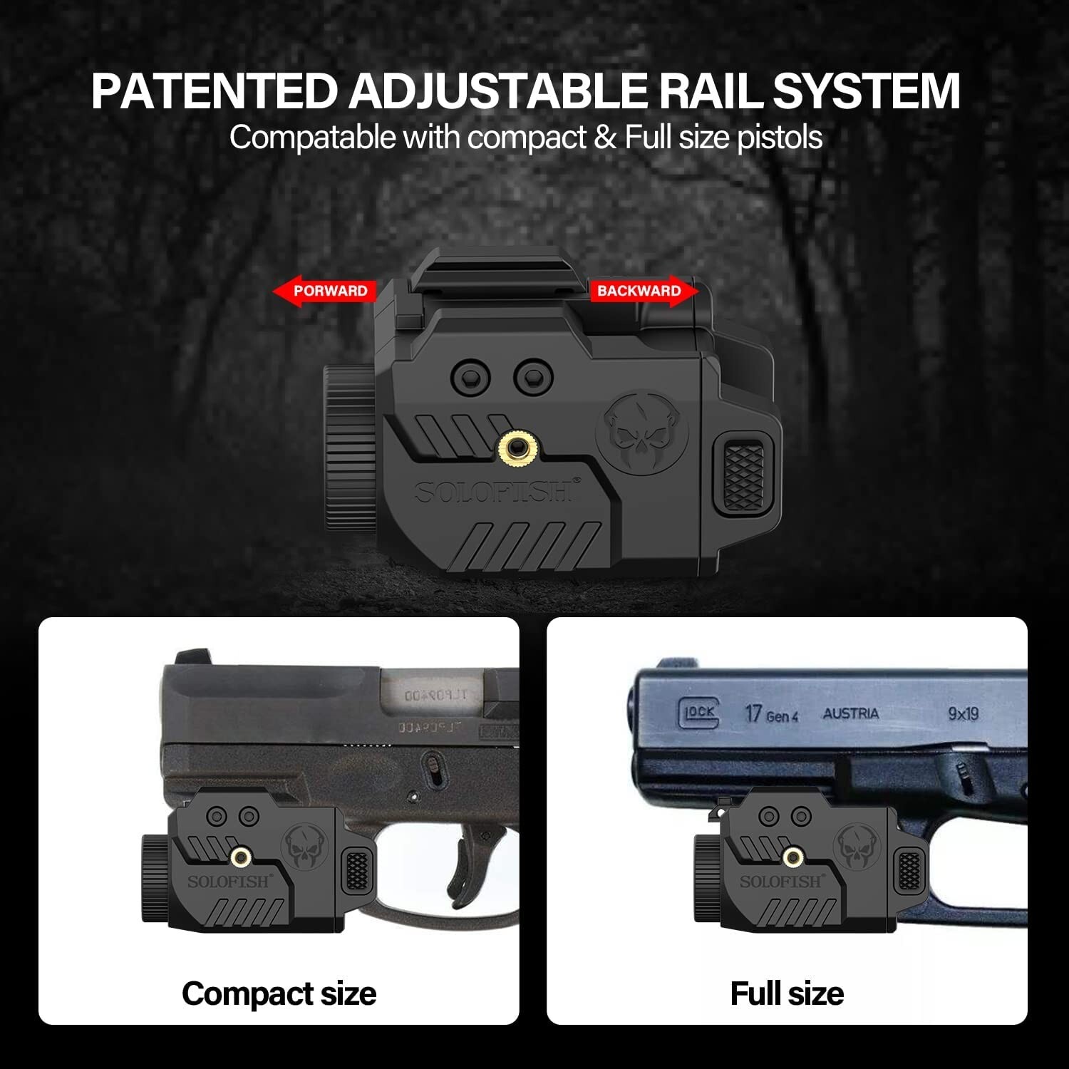Solofish Inside Blue Laser Sight & Flashlight Combo for Picatinny Rail Handgun