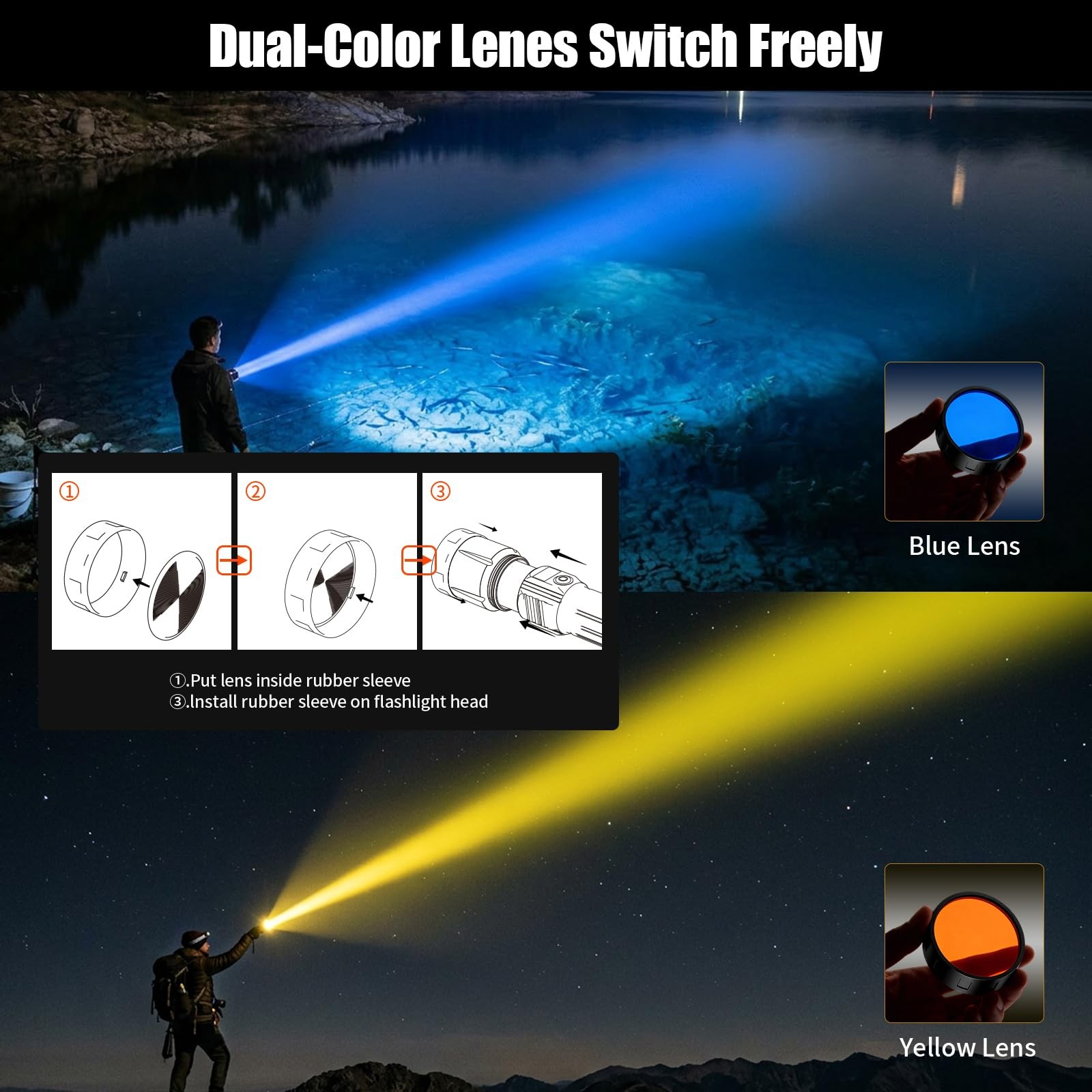 Tactical Flashlight Rechargeable with Fire Starter, 2800 Lumens Super Bright …