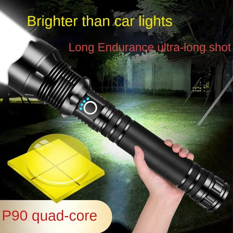 2500000LM Rechargeable XHP90 LED Flashlight Tactical Super Bright Zoom Torch