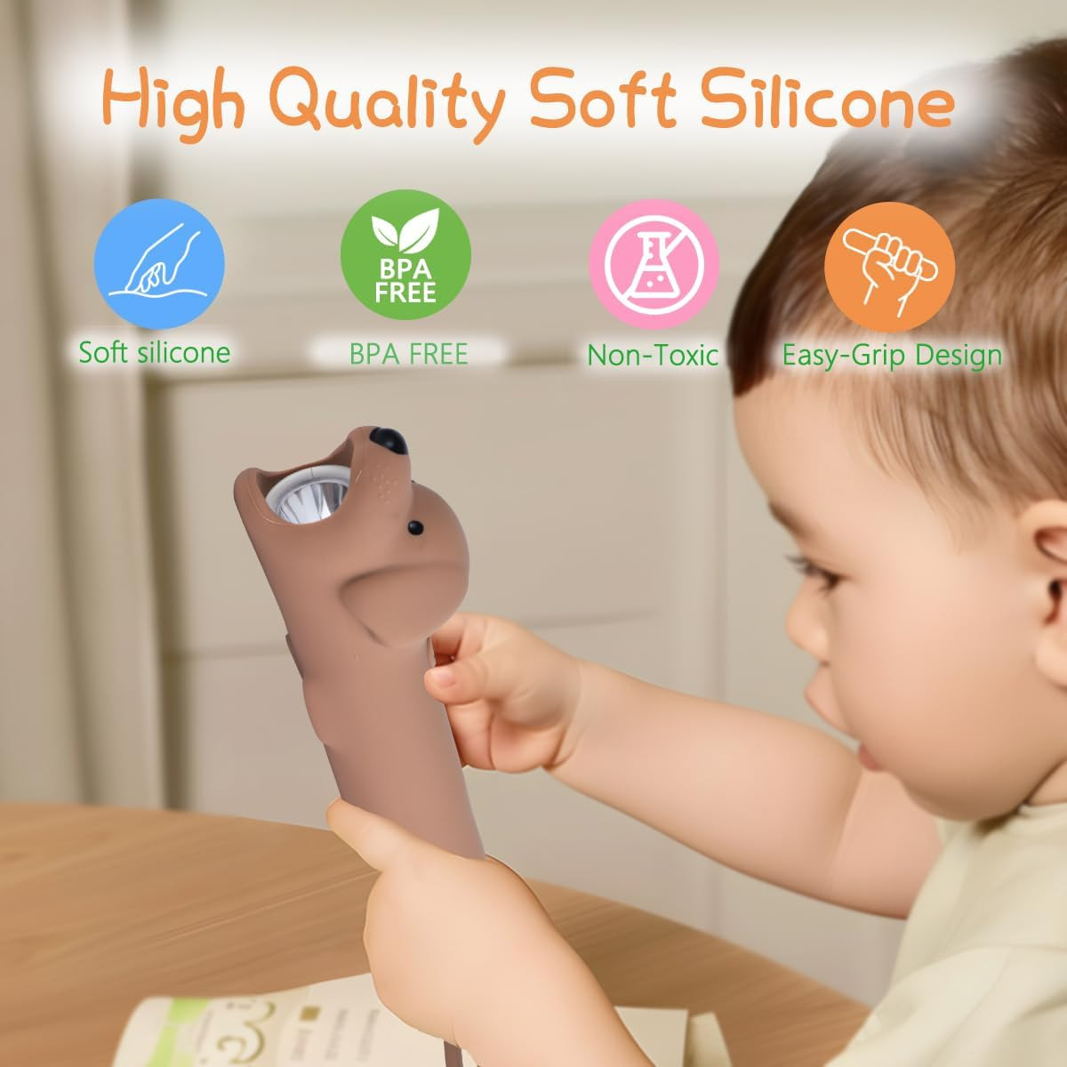Rechargeable Kids Flashlight – Silicone Kids LED Flashlight Toy for Boys & Girls