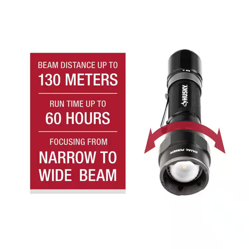 1200 Lumens Dual Power LED Rechargeable Focusing Flashlight