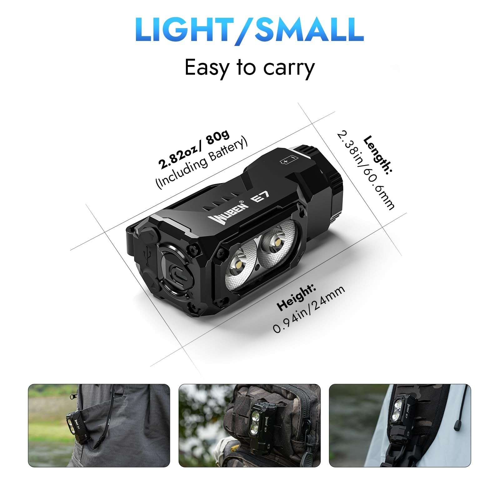 WUBEN E7 1800 Lumen Rechargeable Mini Flashlight with Magnet – Super Bright 6…