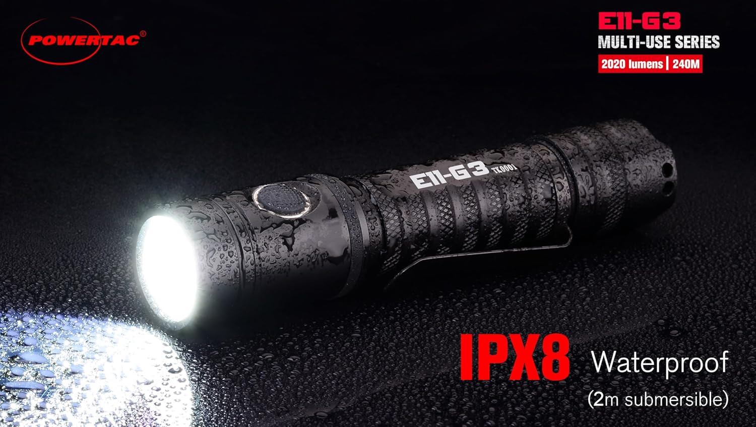 E11-G3 2020 Lumen Rechargeable Flashlight, Type-C Charging, IPX8 Waterproof, 6 M