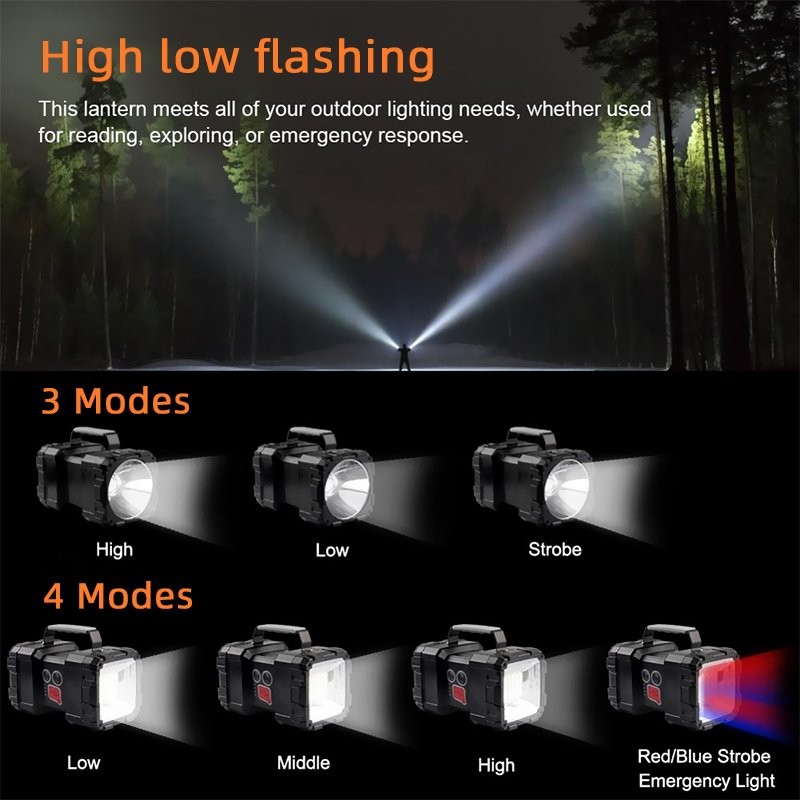 100000LM LED Searchlight USB Rechargeable Flashlight Torch with Built-in Battery