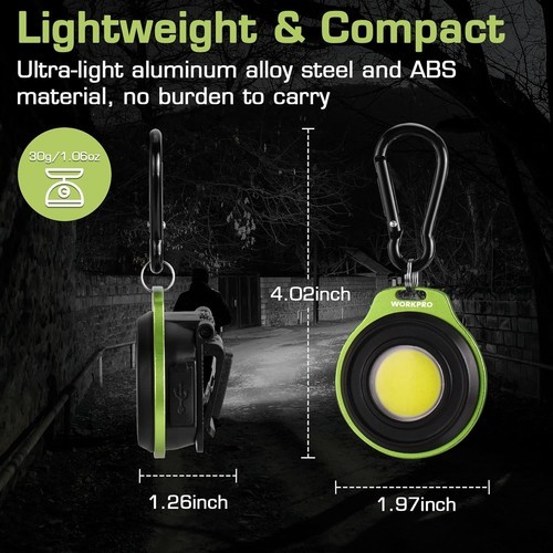 WORKPRO Rechargeable Magnetic COB Keychain Flashlight Work Light w/Hat Clip USA