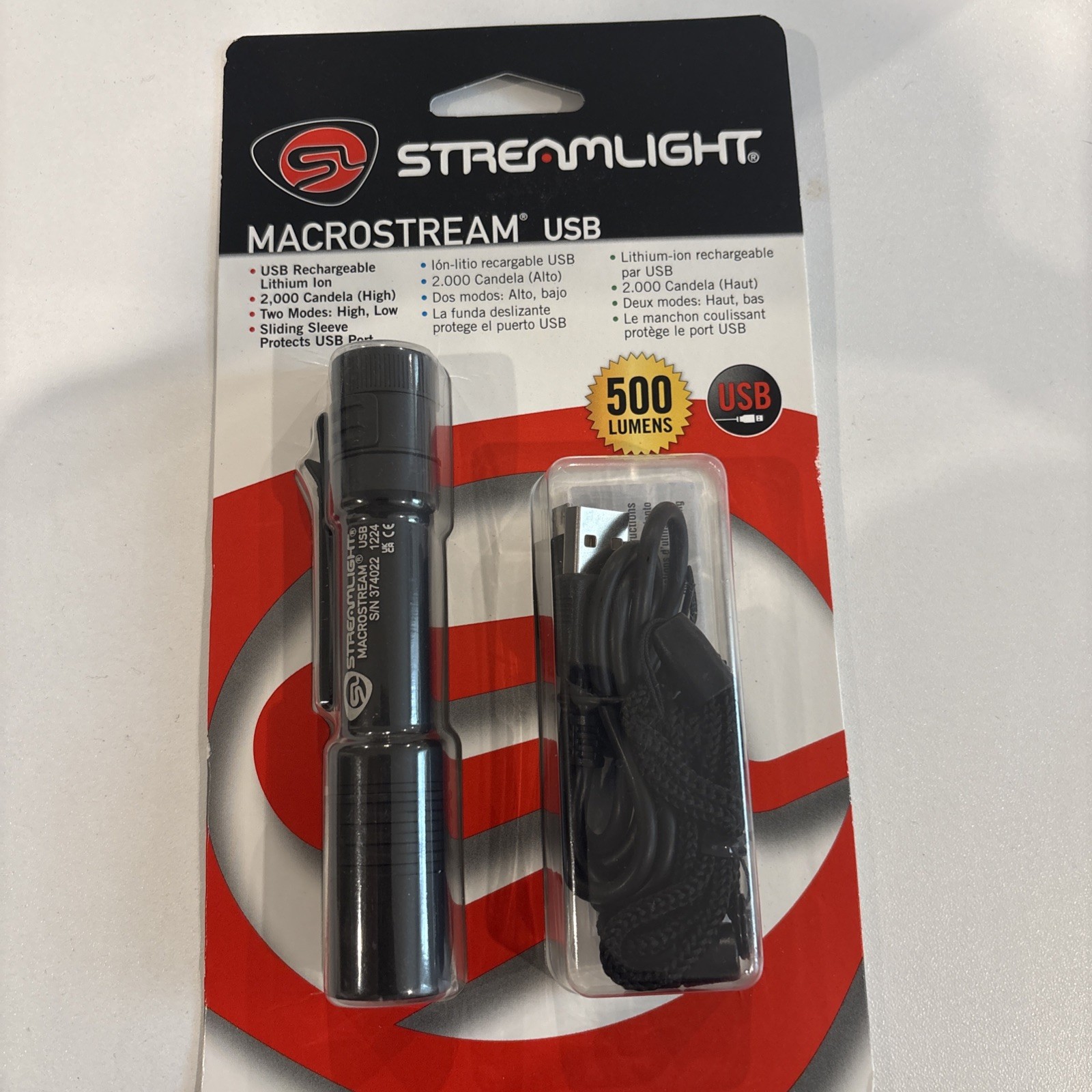 Streamlight 66320 Macrostream Flashlight 500 Lumens USB Rechargeable Battery
