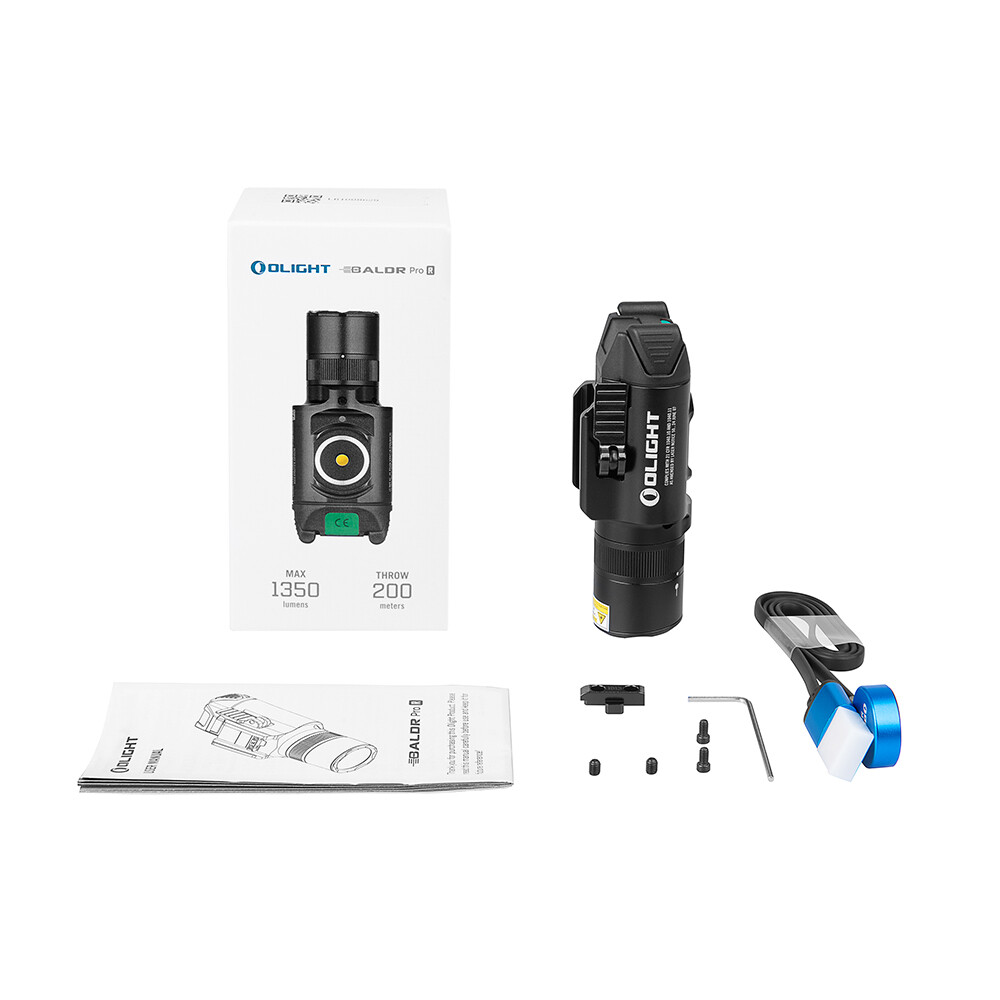 Olight Baldr Pro R Rechargeable Light, LED/Green Laser, 1350 Lumens