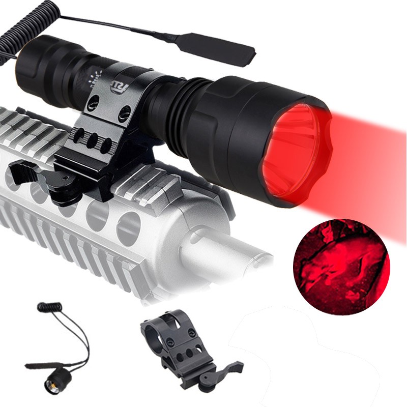 Hunting Red Light LED Flashlight Night Torch 800 Yards Scope Mount / 20mm Rail