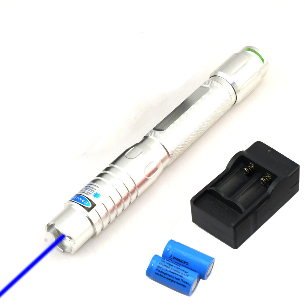 Handheld Flashlight 450nm Adjustable Focus Blue Visible Beam light+Star cap