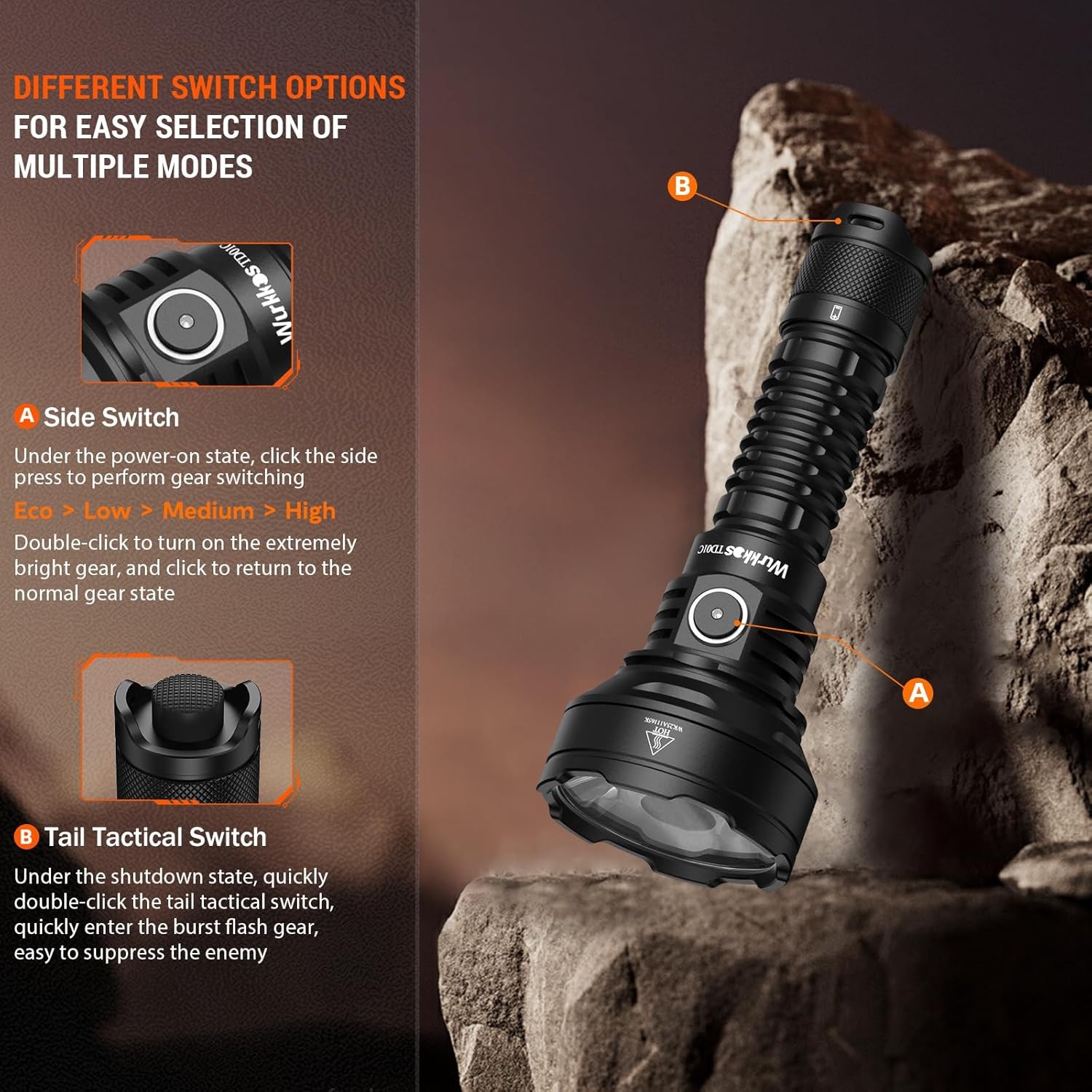 Wurkkos LED Tactical Flashlight Rechargeable – TD01C Spotlight