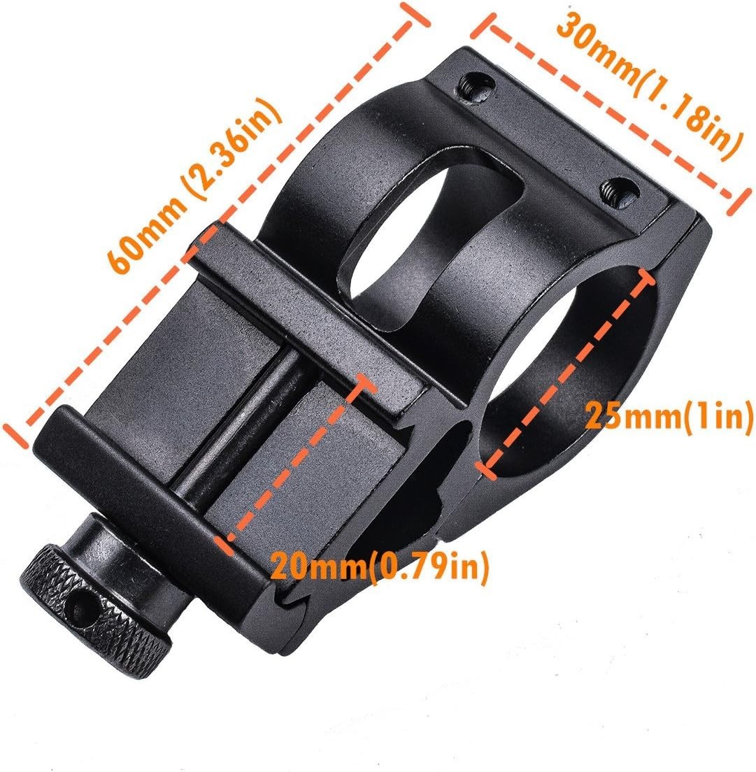 Durable Aluminum Tactical 45° Rail Mount for 1-Inch Flashlight – Quick Install