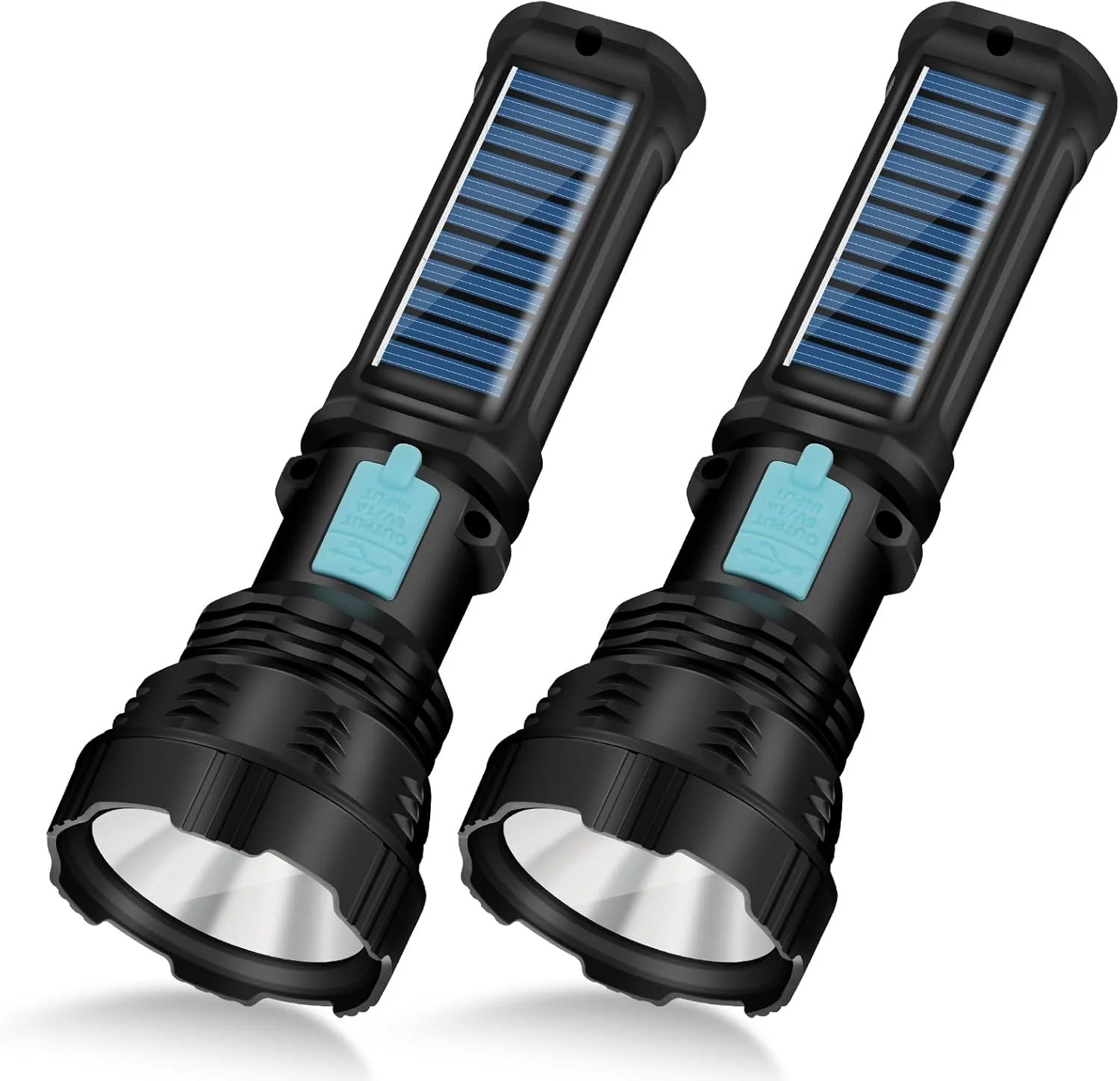 2x Led Solar Flashlight, 1500 Lumens Led Solar Handheld Rechargeable Flashlights