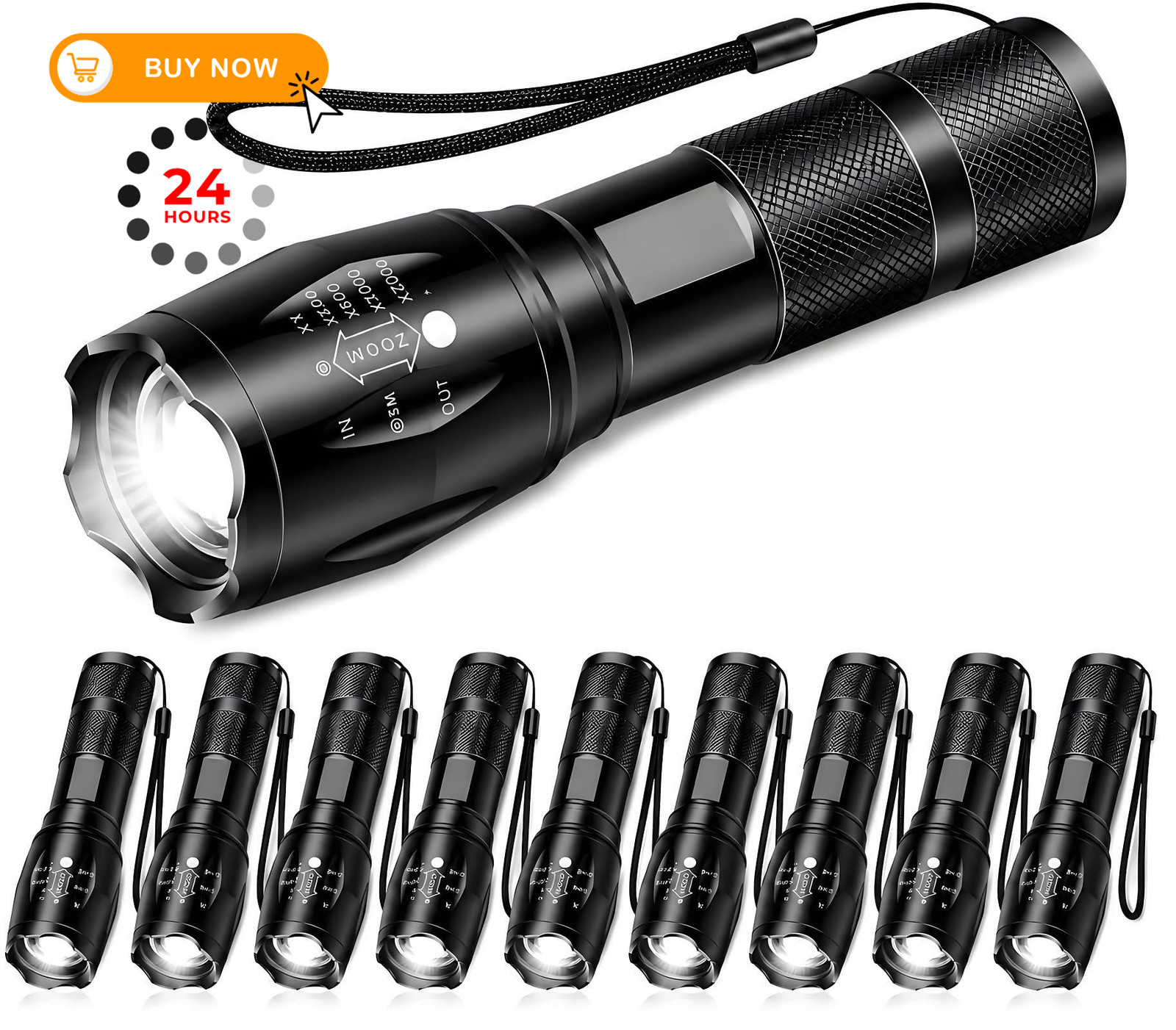 MVIOCS LED Flashlights 10 Pack, Bright Tactical Flashlight High Mini, Black
