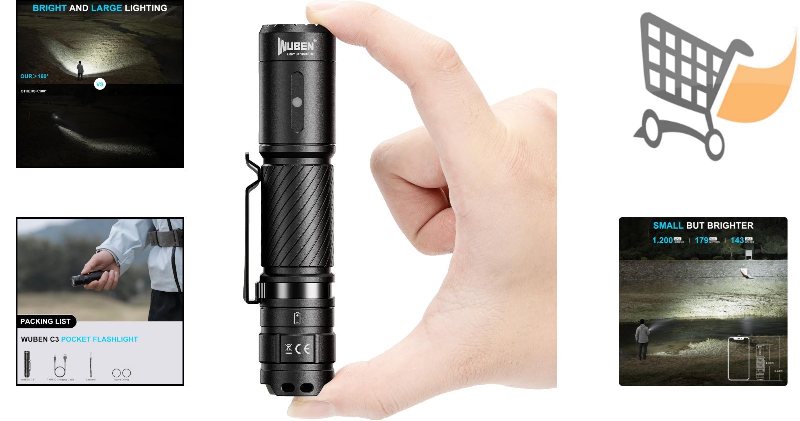 Rechargeable LED Flashlight 1200 Lumens Waterproof Camping Emergency Hunt
