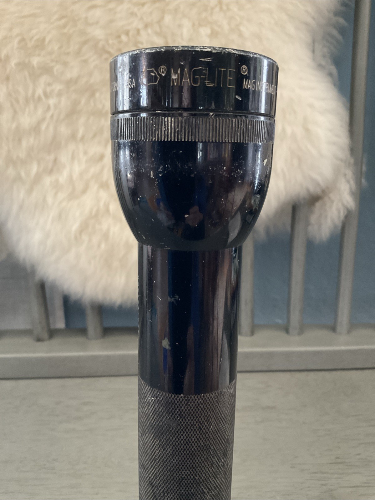 Vintage MAG-LITE 10” Mag Instrument 2 D Cell Black Flashlight Heavy Made In USA