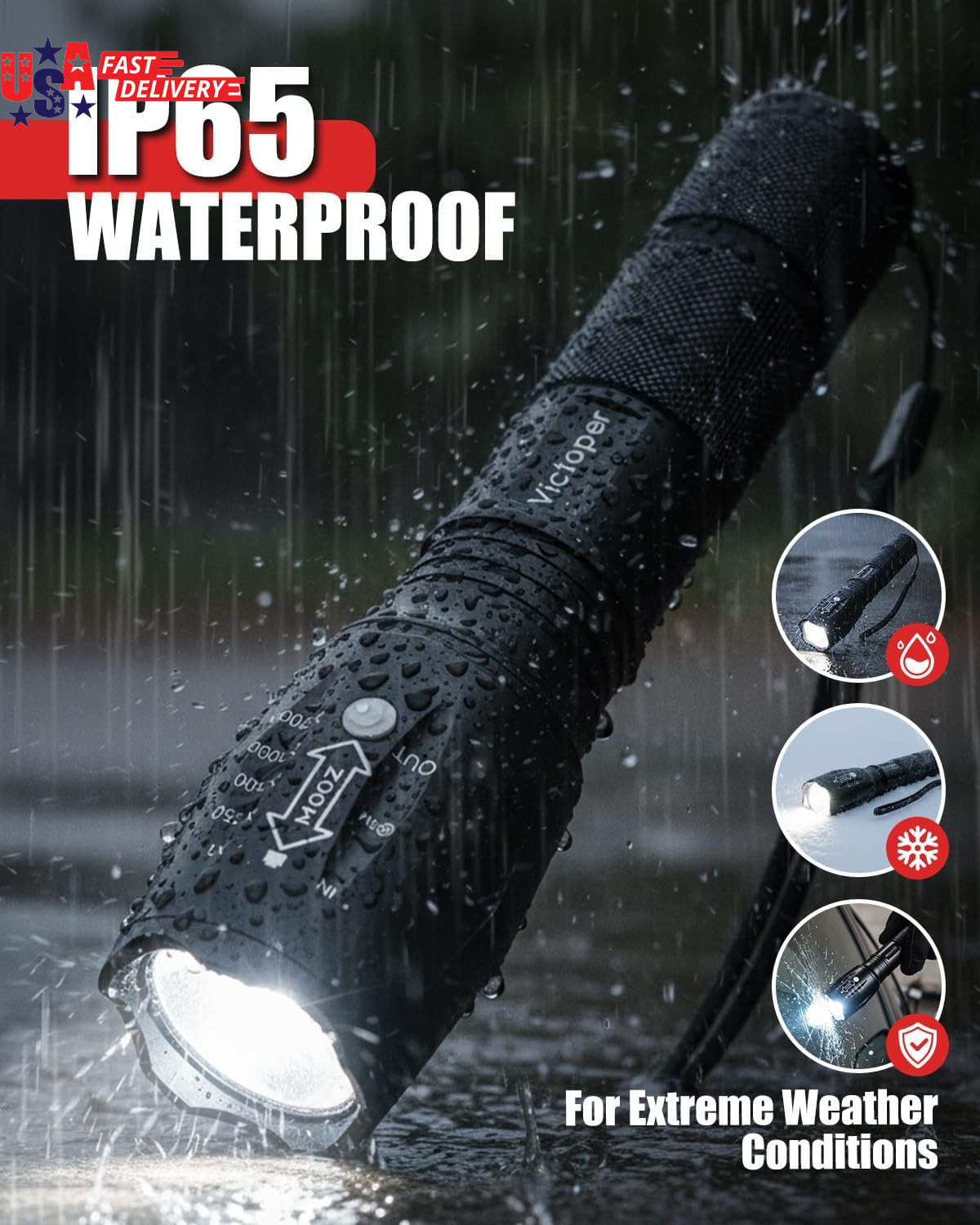LED Flashlight 2 Pack, Bright Tactical Torch High Lumens with 5 Modes, Waterproo