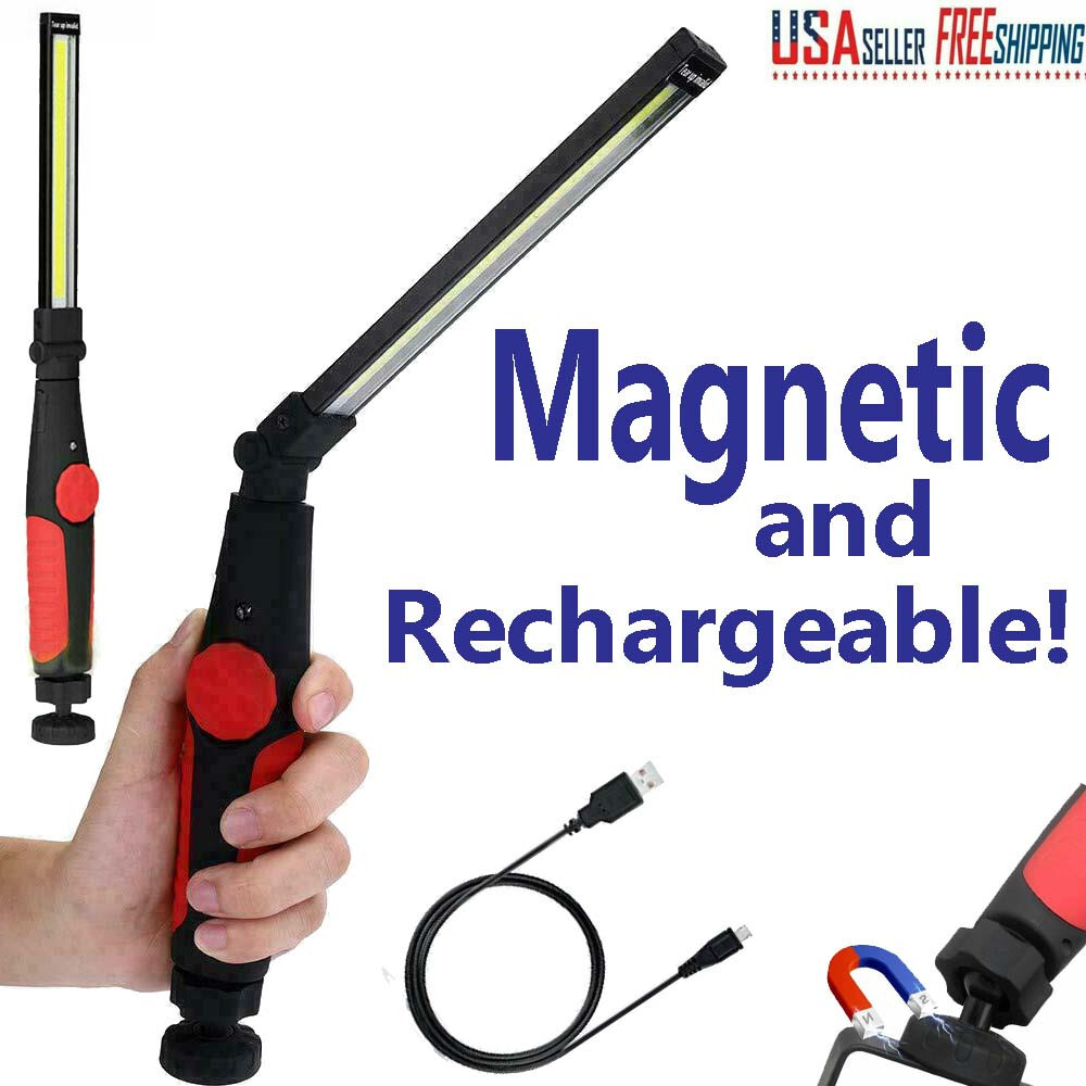 SuperBright Rechargeable COB LED Work Light Lamp Flashlight Magnetic Inspect Red