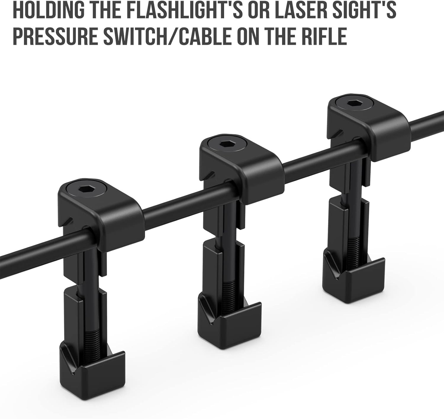 Durable Polymer Cable Clips for Flashlights – Black, 8 Pack for Picatinny Mounts