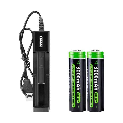 3000mAh Battery 3.7V Rechargeable Batteries Cell +Charger f/ Headlamp Flashlight