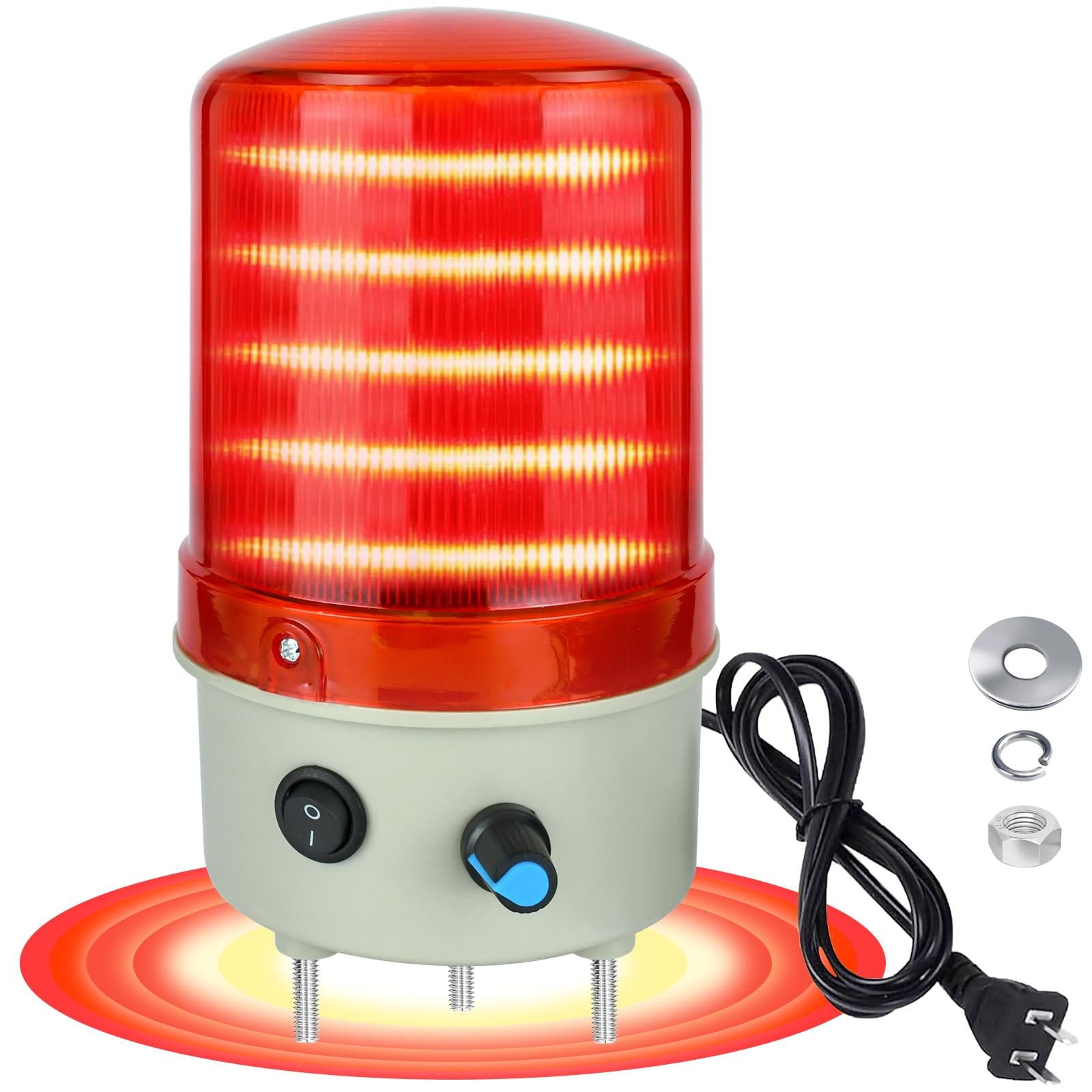 Industrial Warning Light LED Rotating 110V-120V AC Red for Emergency Alarms