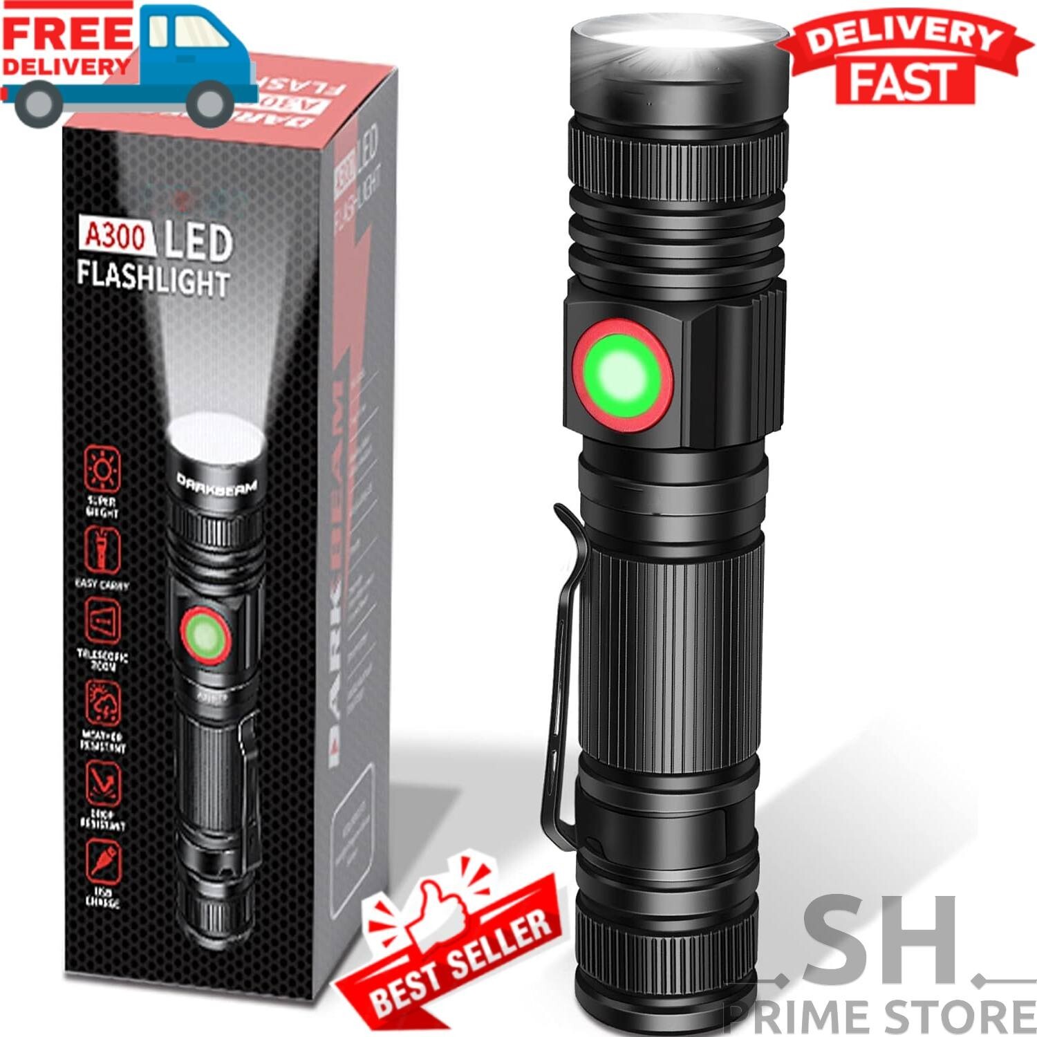 Super Bright LED Tactical Flashlight Rechargeable Work Light Lot 2000 High Lumen
