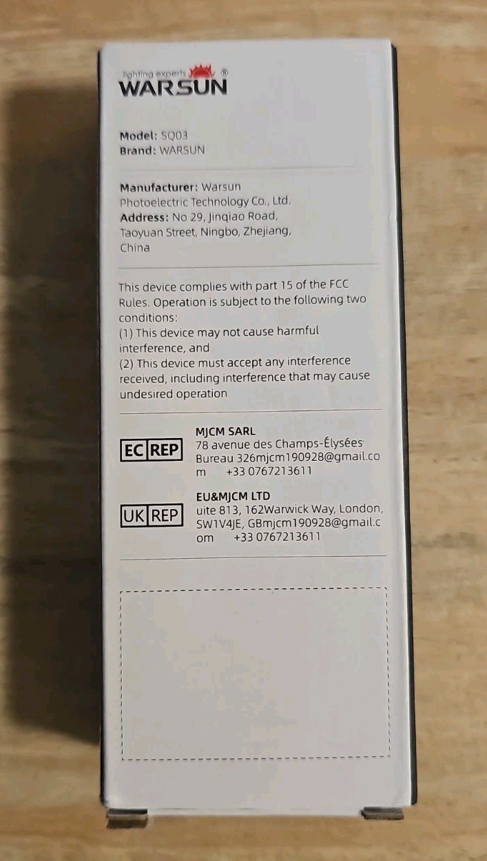 Warsun Rechargeable EDC Flashlight Waterproof With 8 Lighting Modes