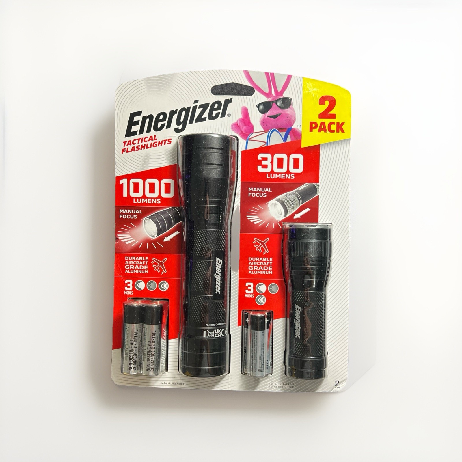 Energizer Tactical High Lumen Metal Flashlight Combo 2 Pack 1000 & 300 Lumens