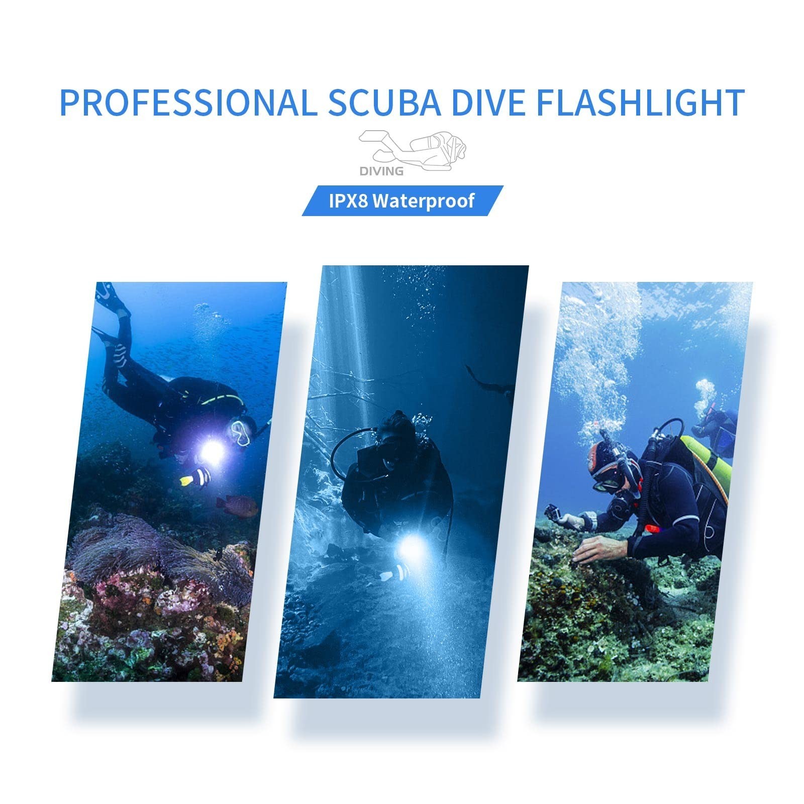 Wurkkos Diving Flashlight DL06 Max 15000 Lumen Scuba Dive Light, 100°Beam A