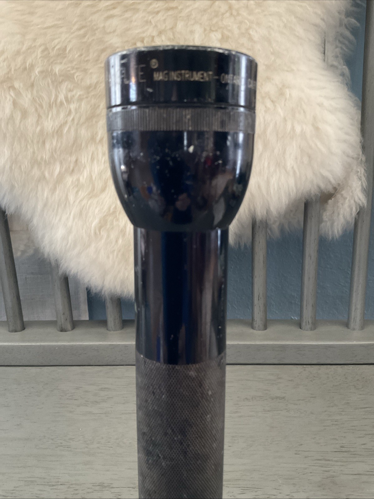 Vintage MAG-LITE 10” Mag Instrument 2 D Cell Black Flashlight Heavy Made In USA
