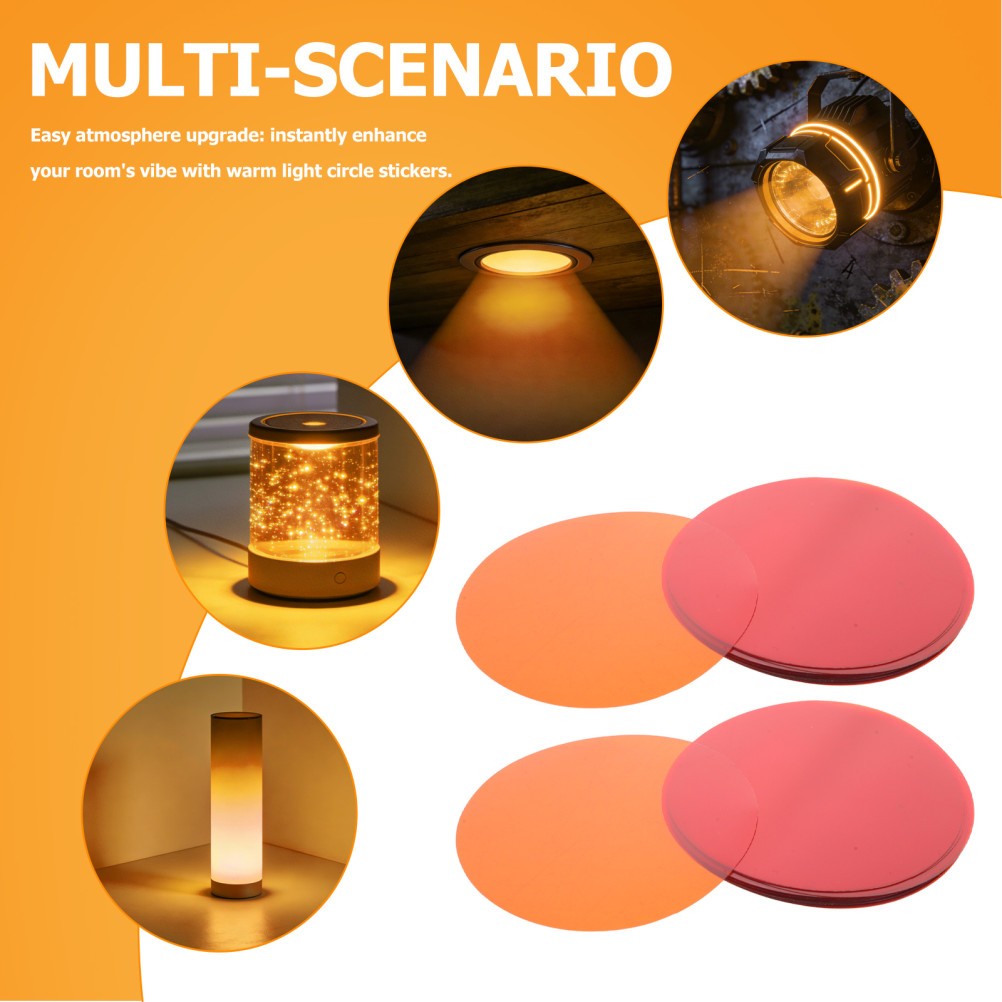 50Pcs Warm Light Circle Stickers for LED Lamps Orange Transparent Gel Filters