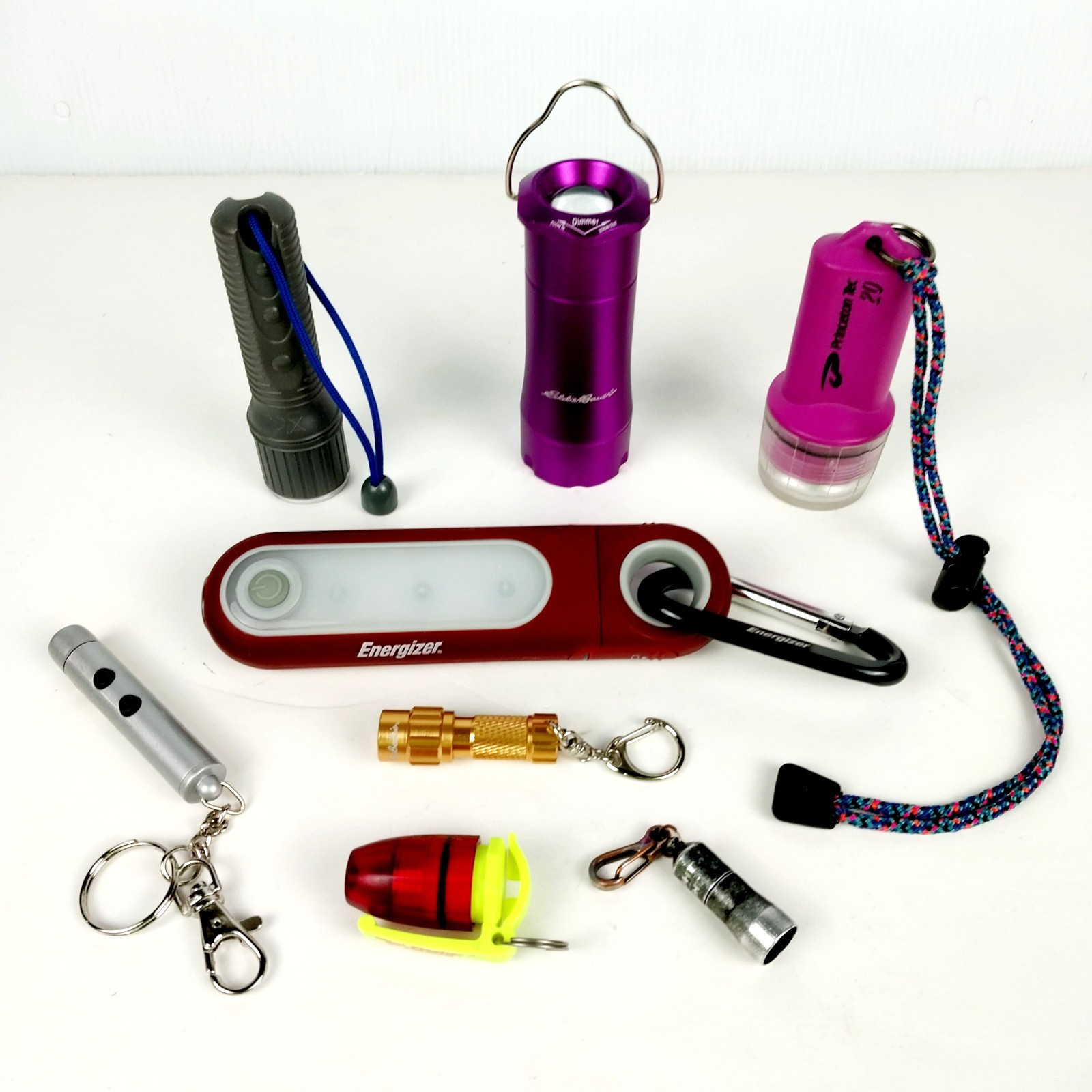 Assorted 7-Pc Lot LED Flashlights Eddie Bauer Energizer Pelican Batteries Needed
