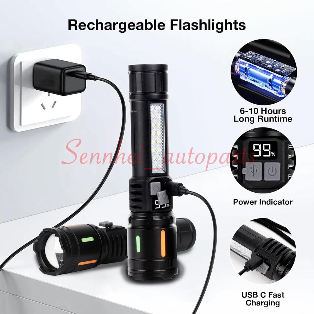 2/4x Super Bright LED USB Flashlight Rechargeable Work Light 99000000 Lumens