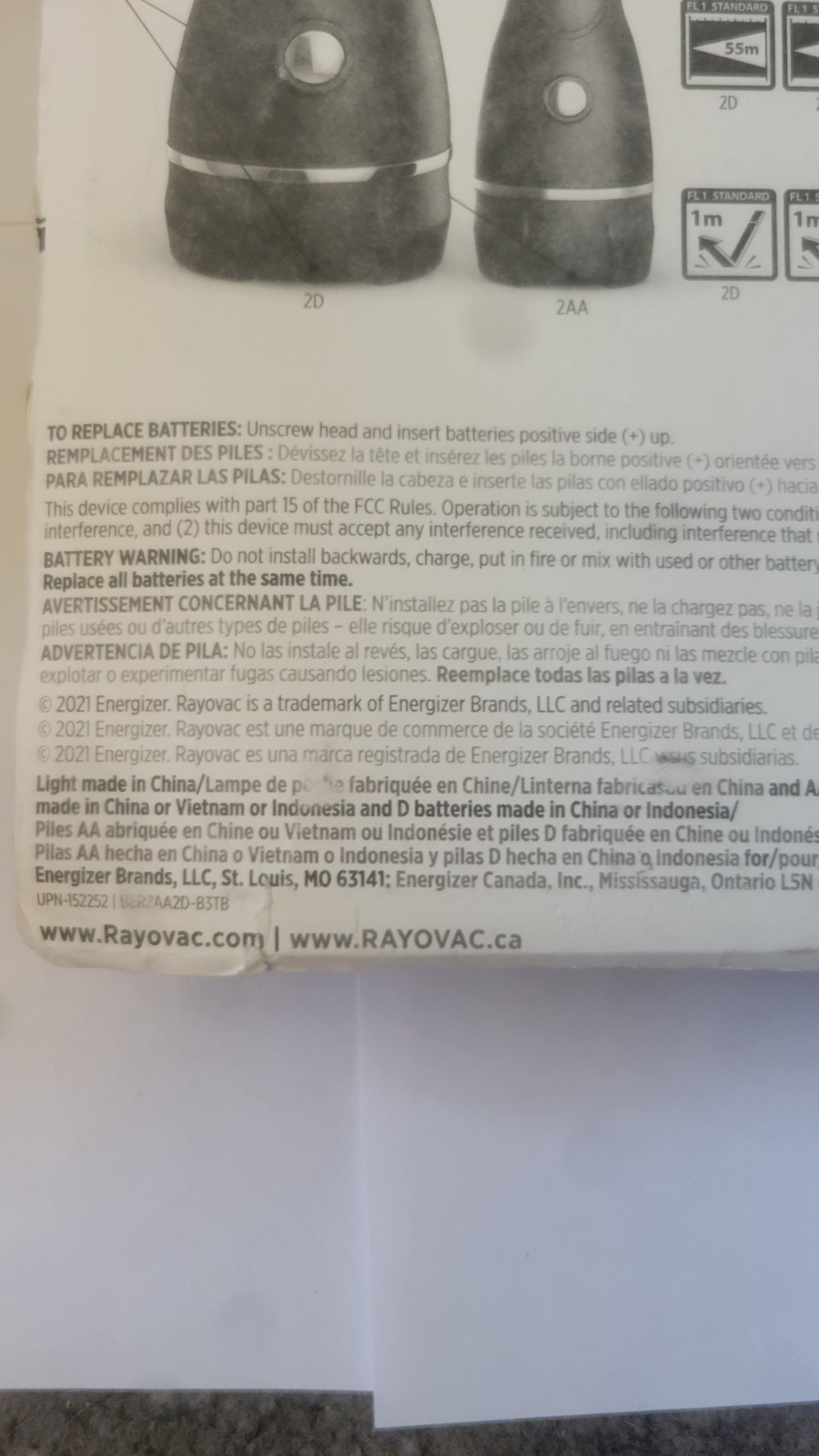 Rayovac 3 Flashlights 55 & 26 Lumens Durable LED Non-Slip Grip New Sealed