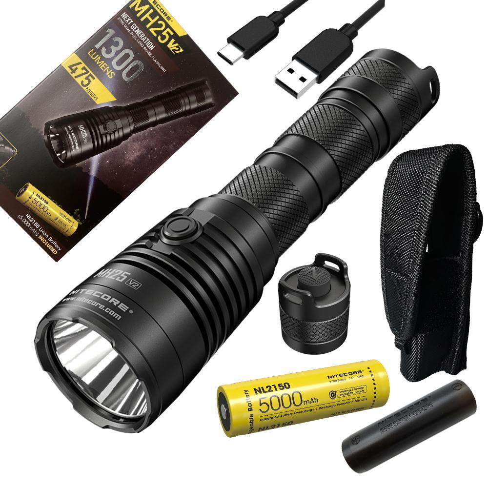 Nitecore MH25 v2 Type-C USB Rechargeable LED Flashlight – 1300 Lumens, 475 Mete