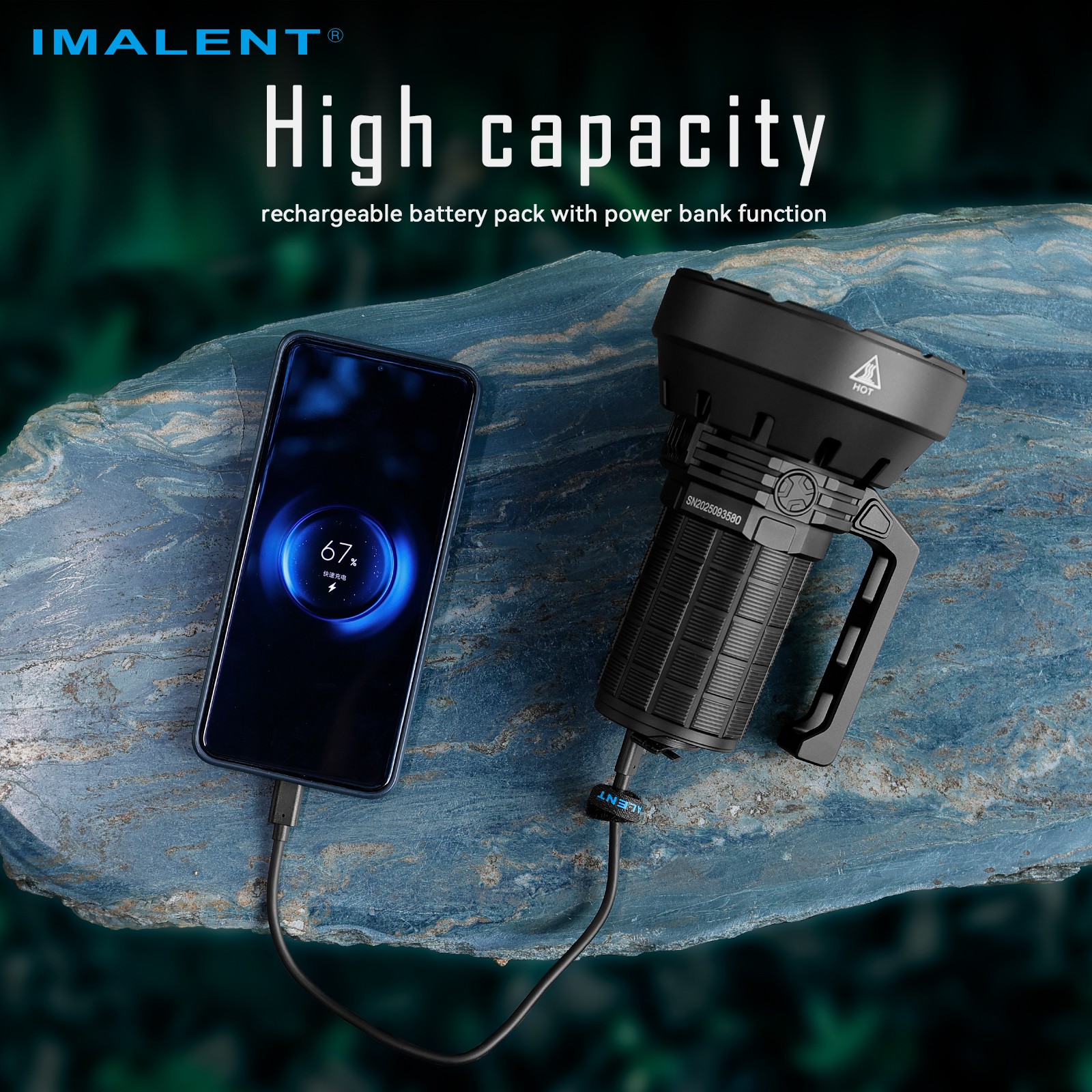 IMALENT SR16 Rechargeable Tactical Flashlight 55000LM High Lumens Cooling Fan