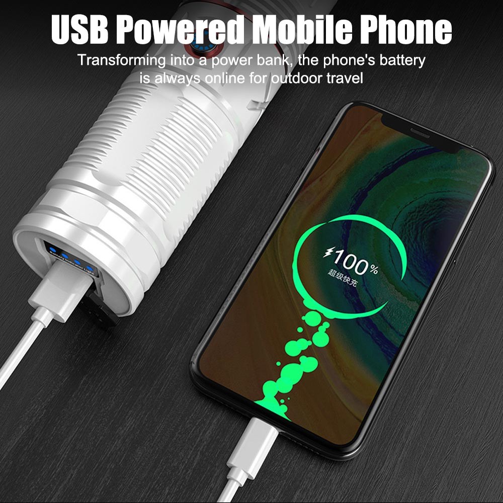 Super Bright White Laser LED Flashlight TYPE-C Charging Torch Zoomable Light US