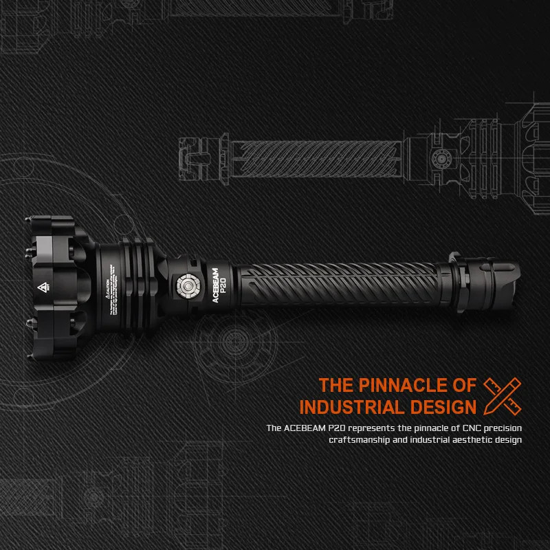 ACEBEAM P20 Tactical Flashlight 5600 Lumens 1454M Throw USB-C Rechargeable