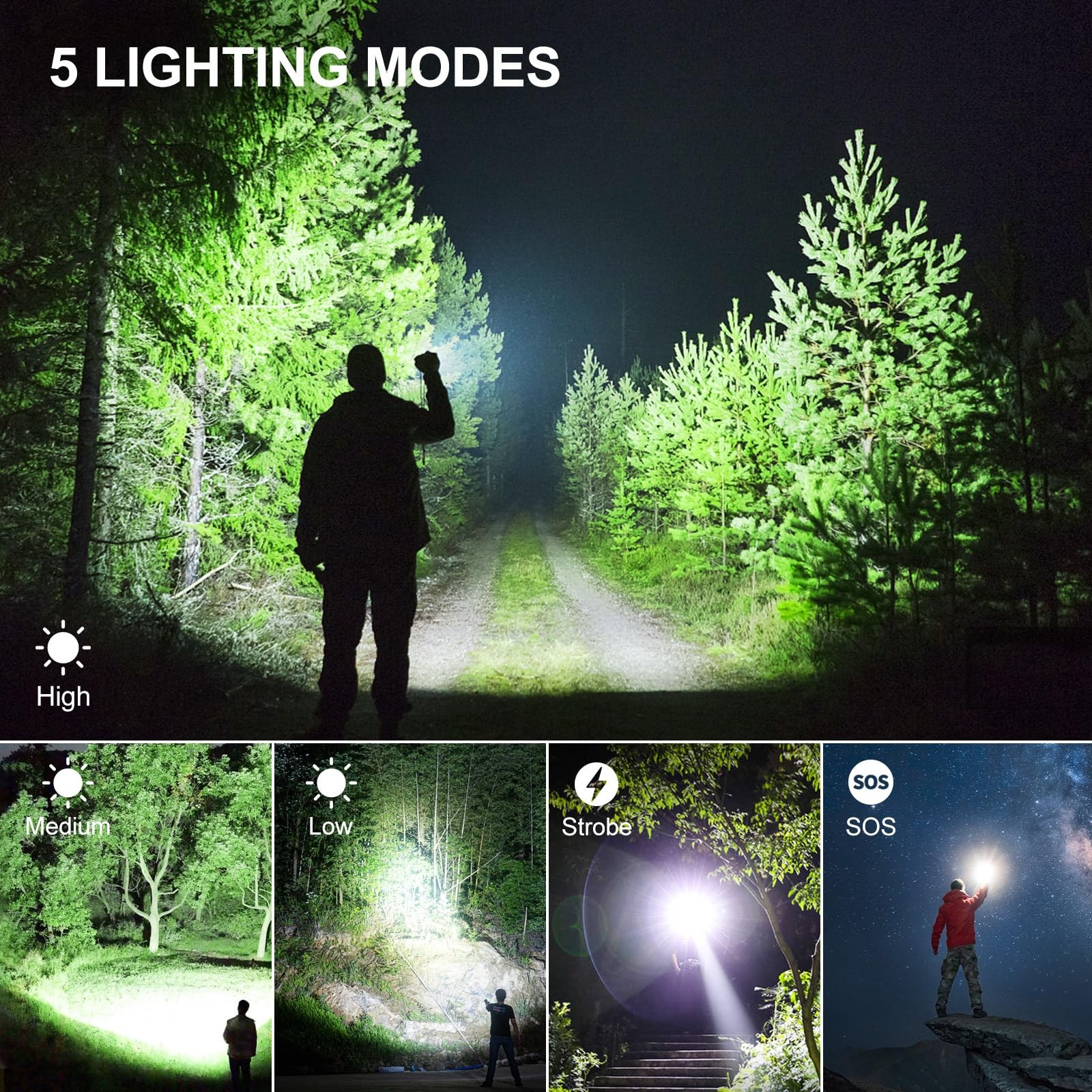 Rechargeable Flashlights 99000 High Lumens 2 Pack, Led Super Bright Flashlight