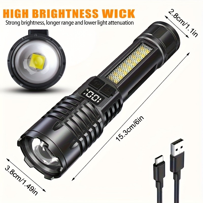 1-4X 99000000LM Super Bright LED Tactical Flashlight Rechargeable LED Work Light