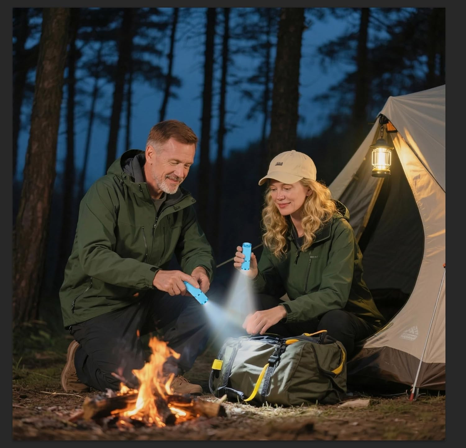 4 Pack Mini Flashlights, 9 LED Glow-In-The-Dark Aluminum Lights