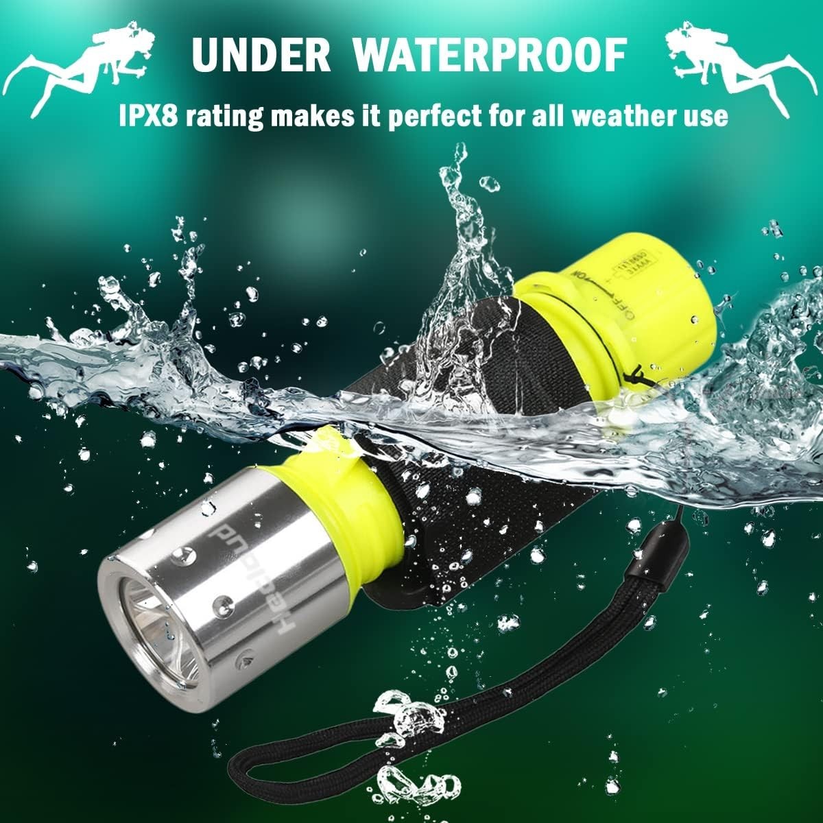 Durable & Portable Diving Flashlight – 2-Pack Rechargeable Underwater Lights