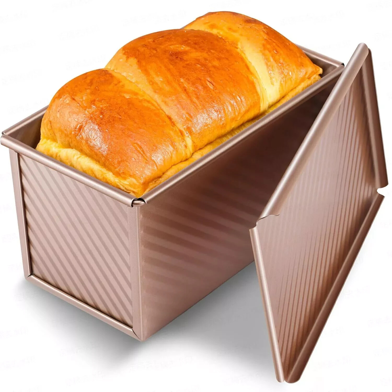 Pullman Loaf Pan with Lid, Premium 1 lb Large, 1LB Dough Capacity, Rose Gold